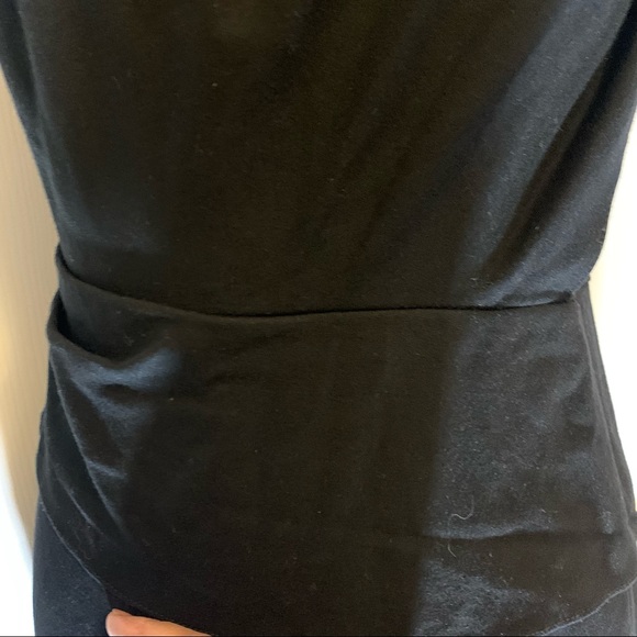 KOBE HALPERIN designer 6 black knit midi dress flattering top and waist accents - Picture 12 of 16